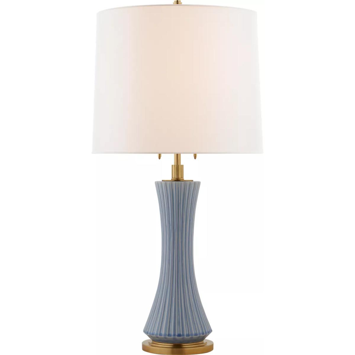 Visual Comfort Signature Collection TOB3655PBC-L Thomas O'Brien Elena 31 inch 60 watt Polar Blue Crackle Table Lamp Portable Light, Large