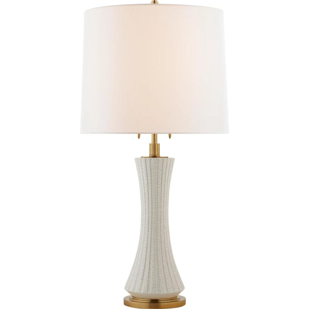 Lighting New York R-TOB3655WTC-L Visual Comfort Signature Collection Thomas O'Brien Elena 31 inch 60 watt White Crackle Table Lamp Portable Light, Lar