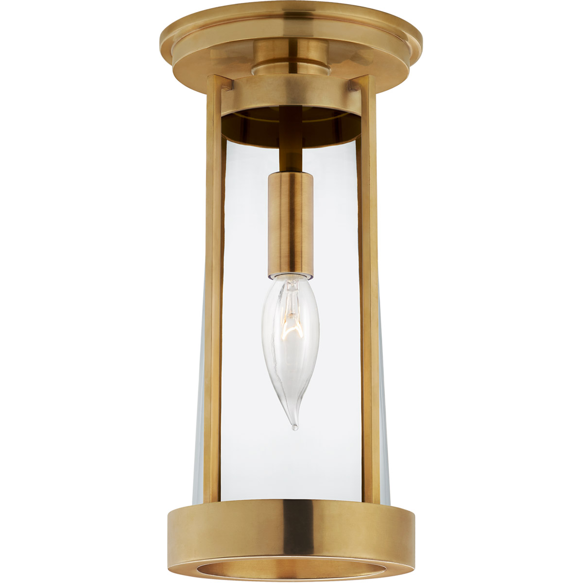 Visual Comfort Signature Collection TOB4275HAB-CG Thomas O'Brien Calix 1 Light 5.25 inch Hand-Rubbed Antique Brass Flush Mount Ceiling Light in Clear