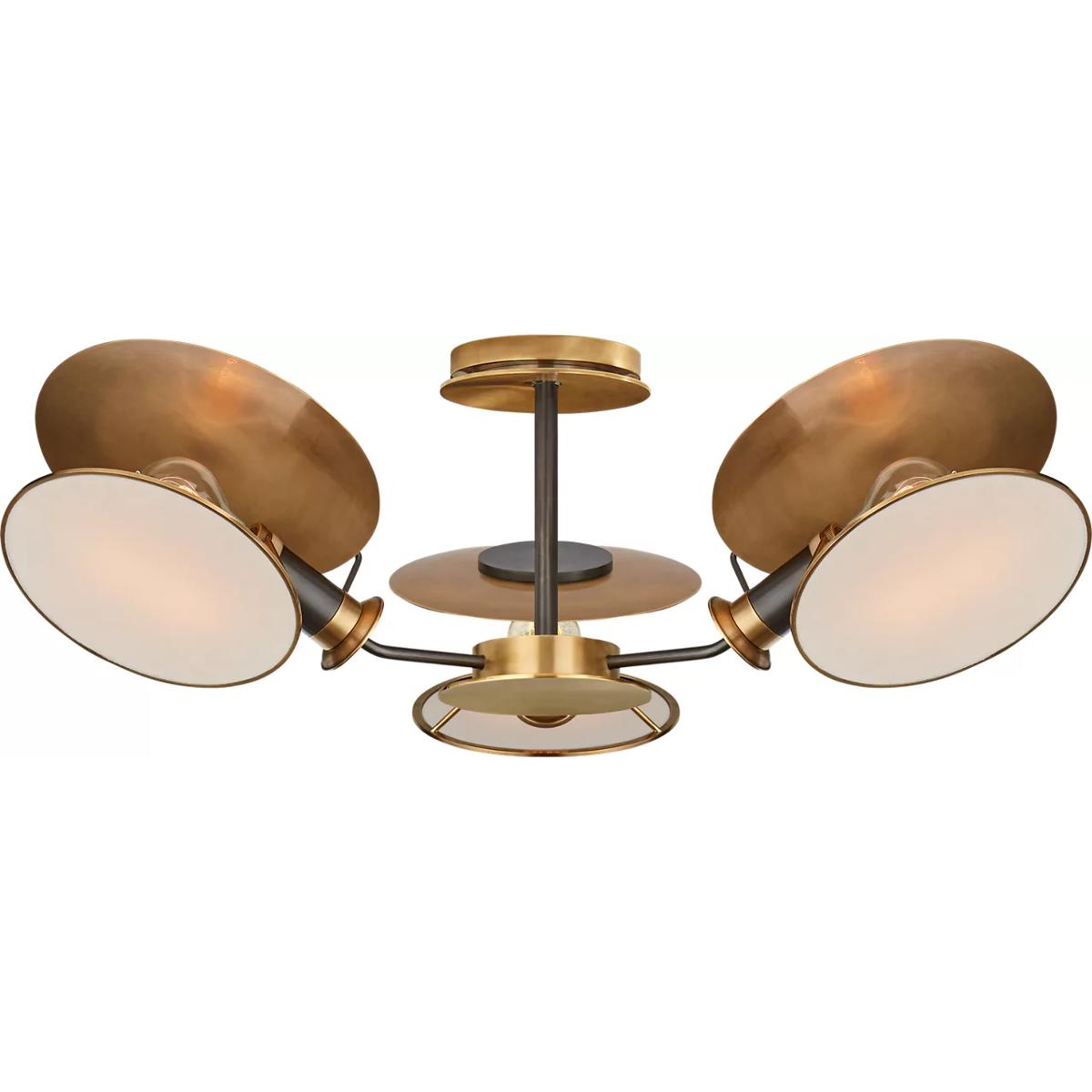 Visual Comfort Signature Collection TOB4290BZ/HAB-L Thomas O'Brien Osiris 3 Light 31.5 inch Bronze with Antique Brass Semi-Flush Mount Ceiling Light i