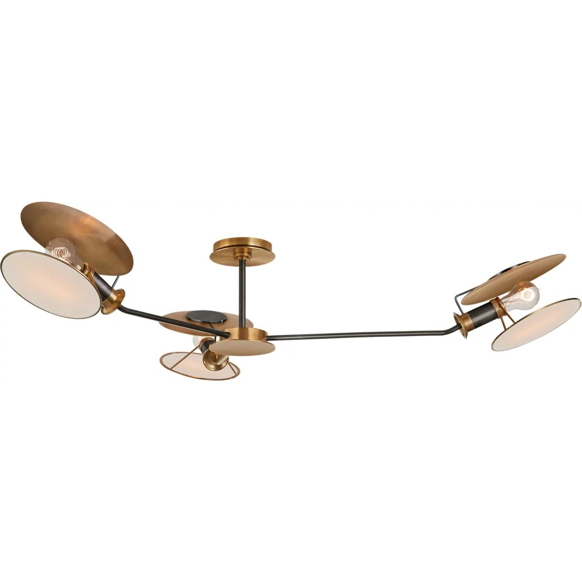 Visual Comfort Signature Collection TOB4291BZ/HAB-L Thomas O'Brien Osiris 3 Light 47 inch Bronze with Antique Brass Semi-Flush Mount Ceiling Light in