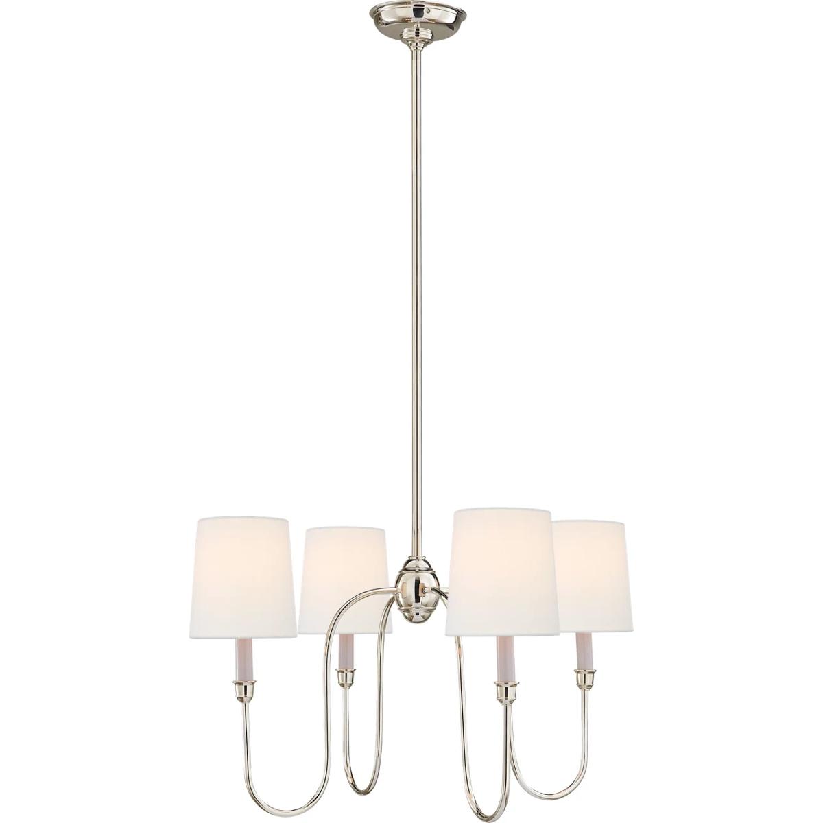 Visual Comfort Signature Collection TOB5007PN-L Thomas O'Brien Vendome 4 Light 26 inch Polished Nickel Chandelier Ceiling Light in Linen, Small