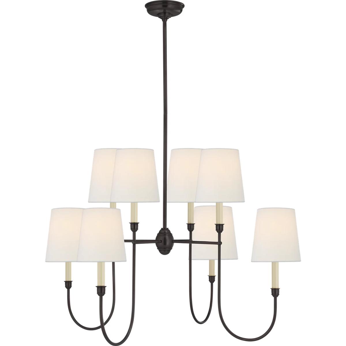 Visual Comfort Signature Collection TOB5008BZ-L Thomas O'Brien Vendome 8 Light 36 inch Bronze Chandelier Ceiling Light in Linen, Large