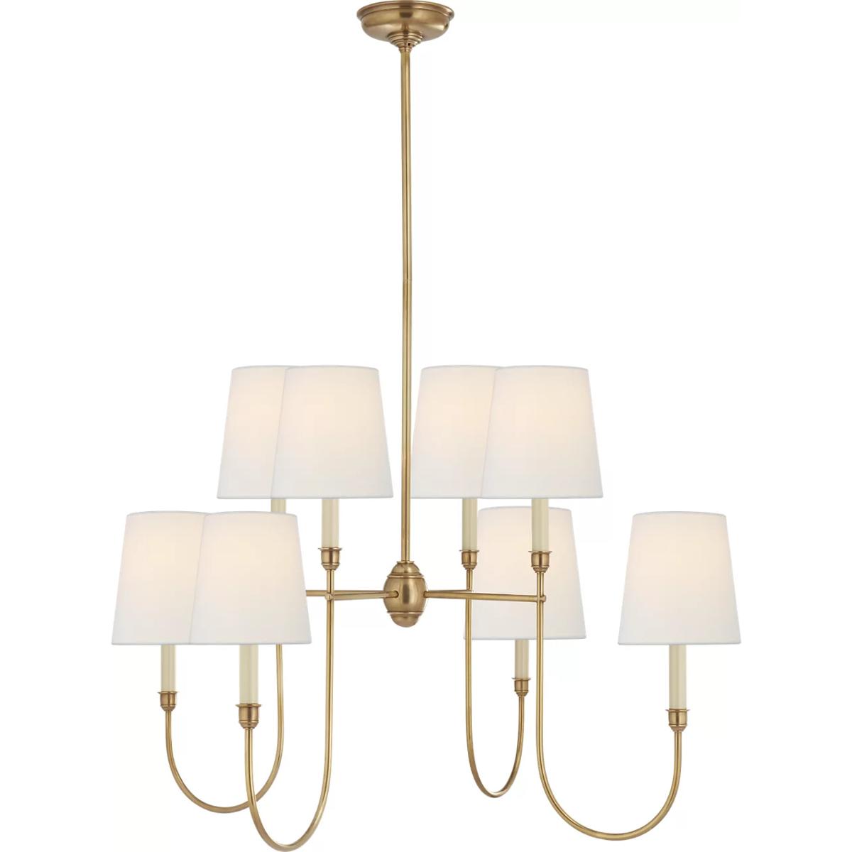 Visual Comfort Signature Collection TOB5008HAB-L Thomas O'Brien Vendome 8 Light 36 inch Hand-Rubbed Antique Brass Chandelier Ceiling Light in Linen, L