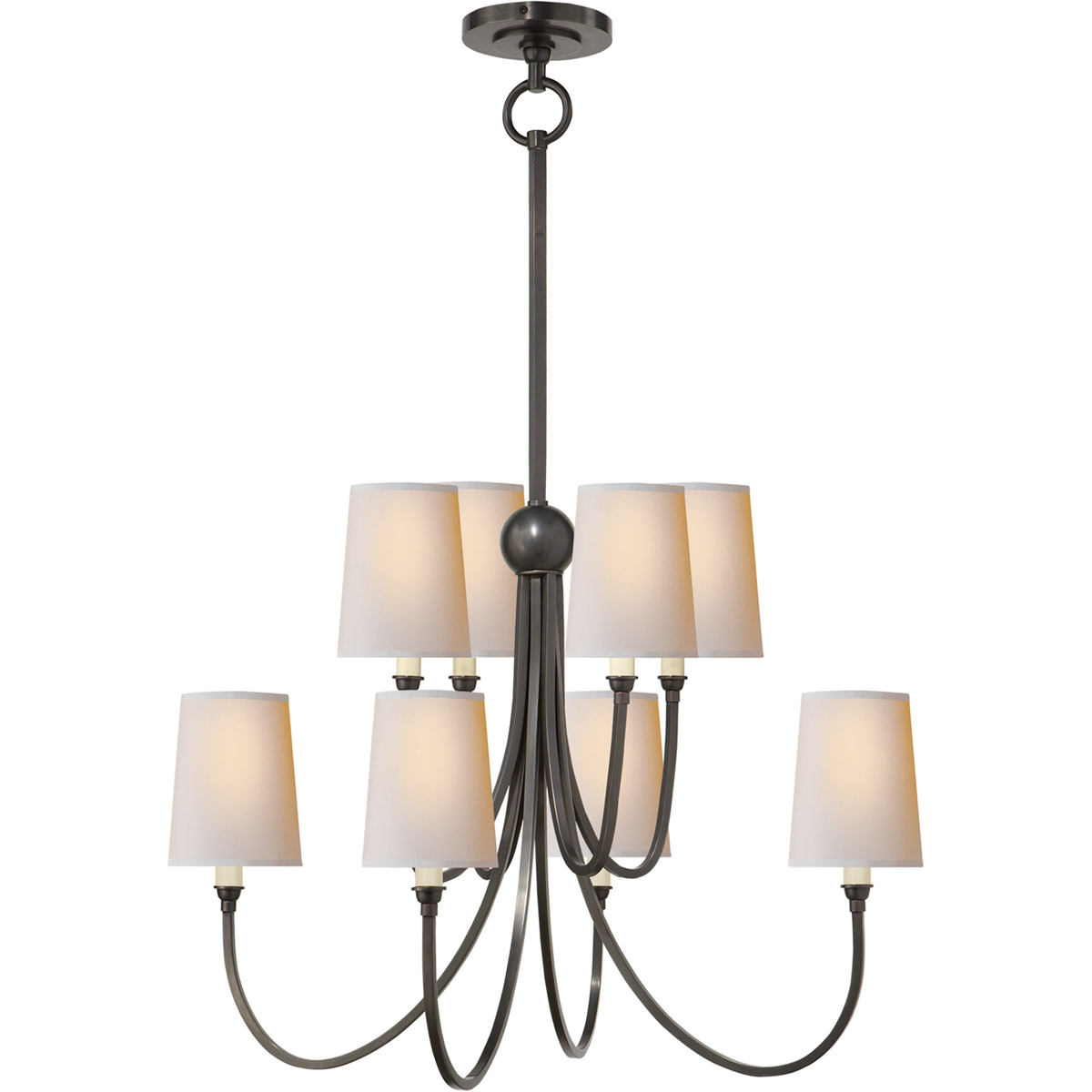 Visual Comfort Signature Collection TOB5010BZ-NP Thomas O'Brien Reed 8 Light 26.5 inch Bronze Chandelier Ceiling Light in Natural Paper, Large