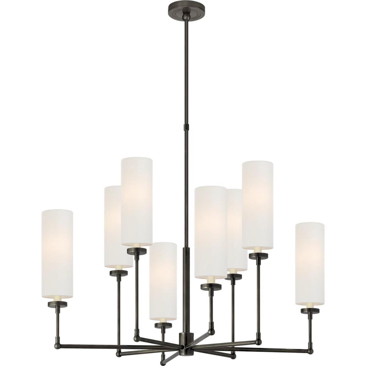Visual Comfort Signature Collection TOB5016BZ-L Thomas O'Brien Ziyi 8 Light 33.5 inch Bronze Chandelier Ceiling Light in Linen, Large