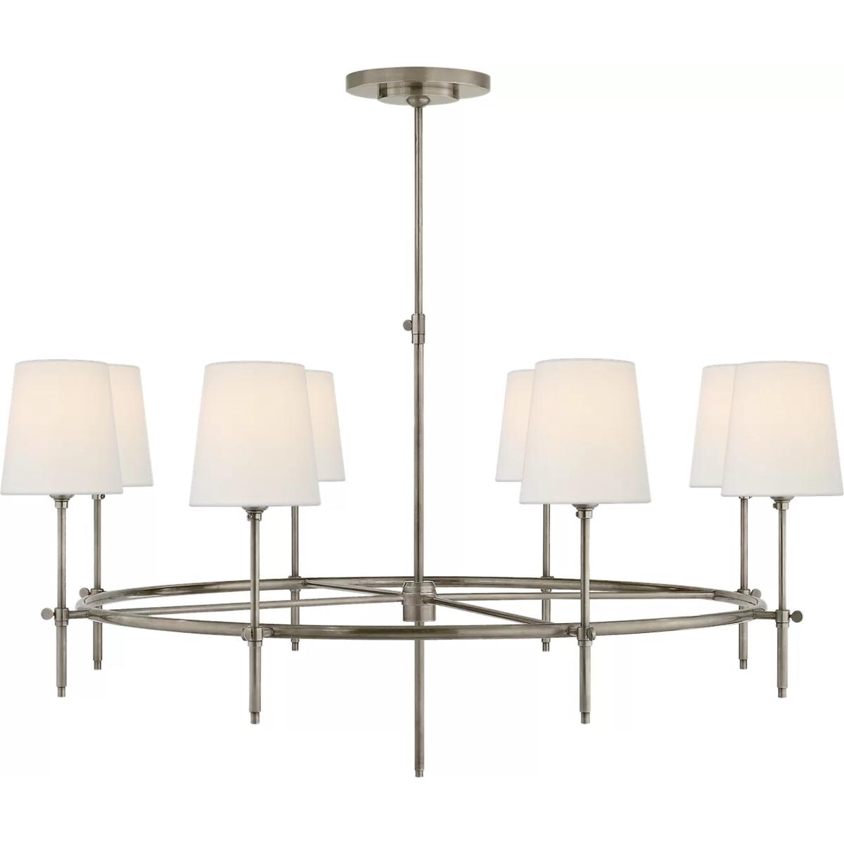 Visual Comfort Signature Collection TOB5024AN-L Thomas O'Brien Bryant 8 Light 42 inch Antique Nickel Ring Chandelier Ceiling Light in Linen, Large