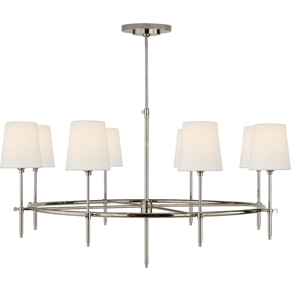 Visual Comfort Signature Collection TOB5024PN-L Thomas O'Brien Bryant 8 Light 42 inch Polished Nickel Ring Chandelier Ceiling Light in Linen, Large