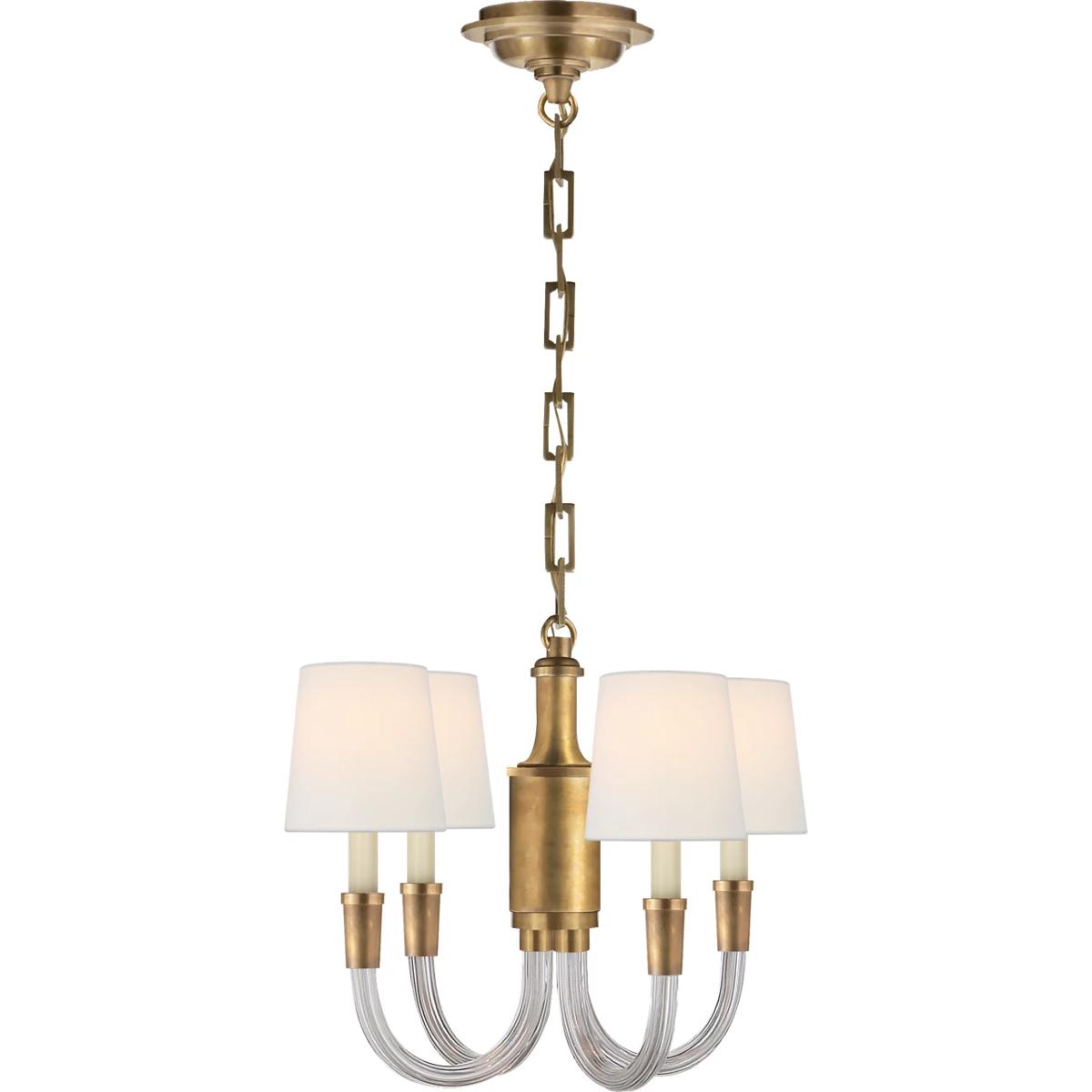 Visual Comfort Signature Collection TOB5031HAB-L Thomas O'Brien VIVIAN 4 Light 18.5 inch Crystal with Brass Mini Chandelier Ceiling Light in Hand-Rubb