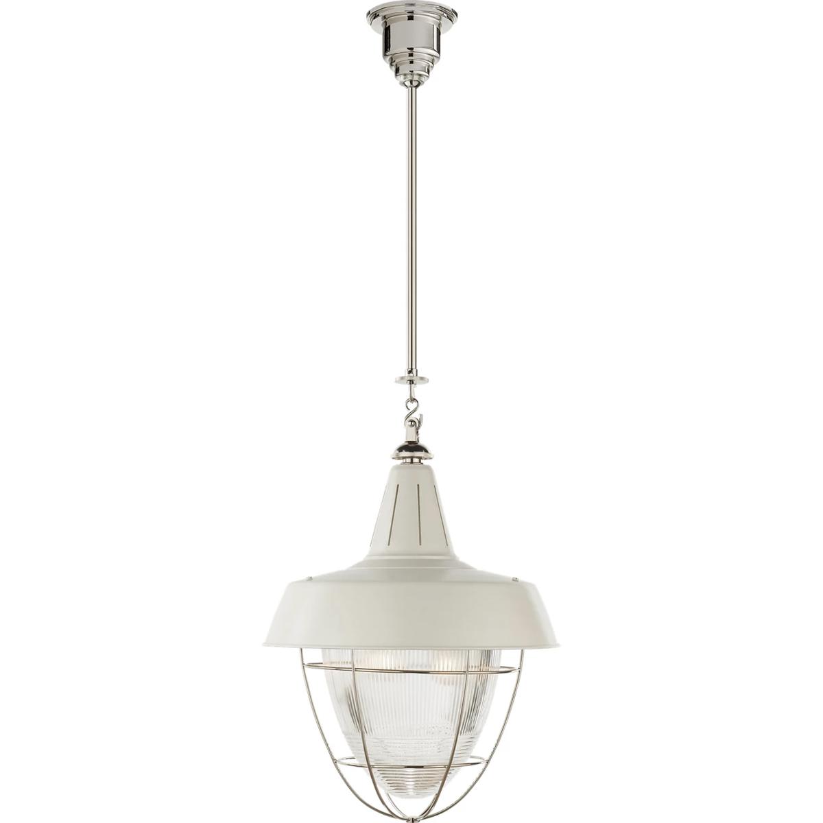 Visual Comfort Signature Collection TOB5042PN-WHT Thomas O'Brien Henry 2 Light 18 inch Polished Nickel Pendant Ceiling Light in White