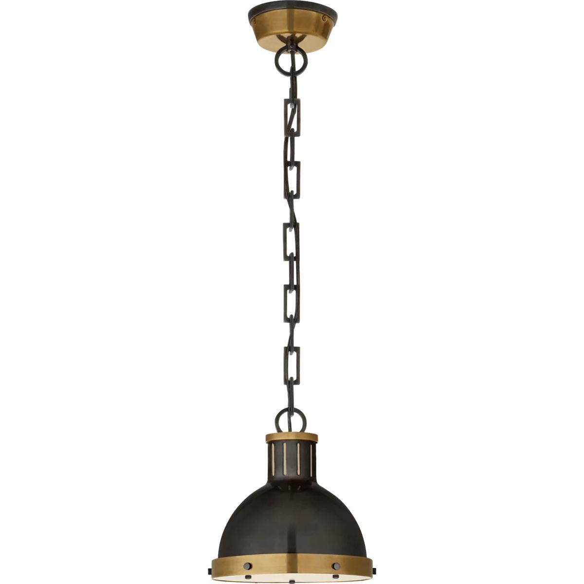 Visual Comfort Signature Collection TOB5068BZ/HAB Thomas O'Brien Hicks 1 Light 8.75 inch Bronze with Antique Brass Pendant Ceiling Light in Bronze and