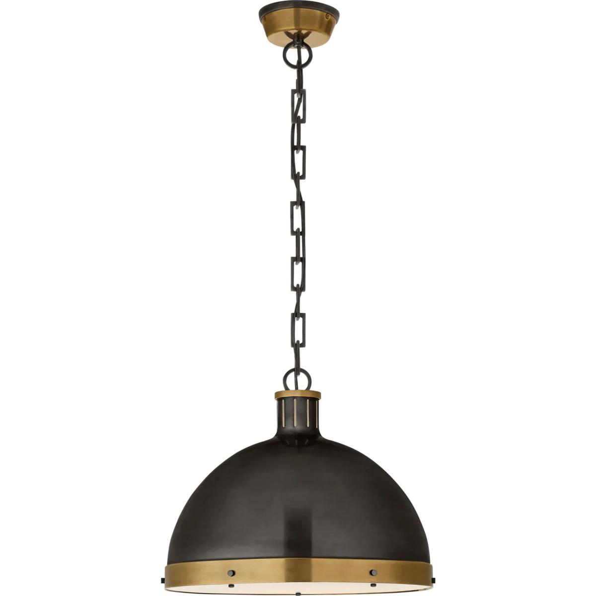 Visual Comfort Signature Collection TOB5071BZ/HAB Thomas O'Brien Hicks 2 Light 16 inch Bronze with Antique Brass Pendant Ceiling Light in Bronze and H