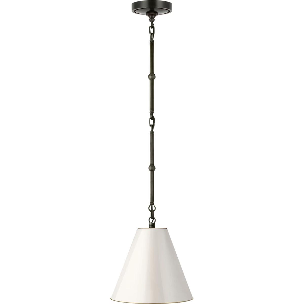 Visual Comfort Signature Collection TOB5089BZ-AW Thomas O'Brien Goodman 1 Light 10 inch Bronze Hanging Shade Ceiling Light in Antique White, Petite