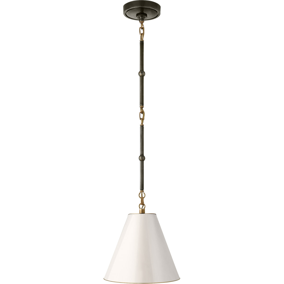 Visual Comfort Signature Collection TOB5089BZ/HAB-AW Thomas O'Brien Goodman 1 Light 10 inch Bronze with Antique Brass Hanging Shade Ceiling Light in A