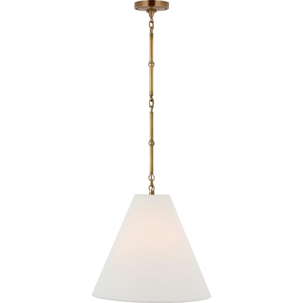 Visual Comfort Signature Collection TOB5090HAB-L Thomas O'Brien Goodman 1 Light 15 inch Hand-Rubbed Antique Brass Hanging Shade Ceiling Light in Linen