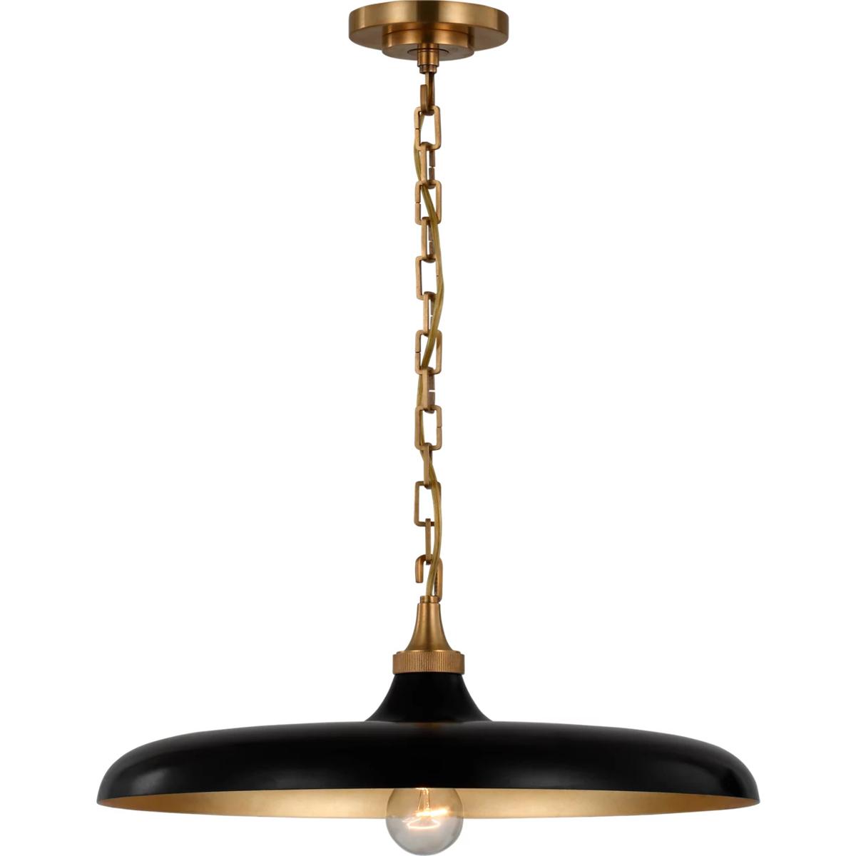 Visual Comfort Signature Collection TOB5115HAB-AI Thomas O'Brien Piatto LED 18 inch Hand-Rubbed Antique Brass Pendant Ceiling Light in Aged Iron, Medi