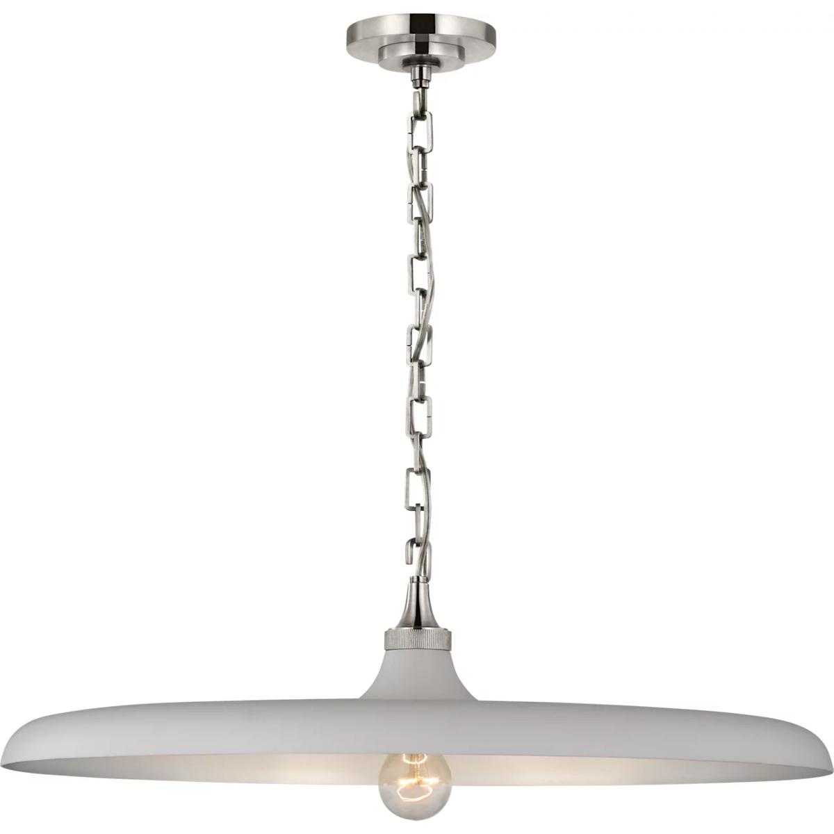Visual Comfort Signature Collection TOB5116PN-PW Thomas O'Brien Piatto LED 24 inch Polished Nickel Pendant Ceiling Light in Plaster White, Large