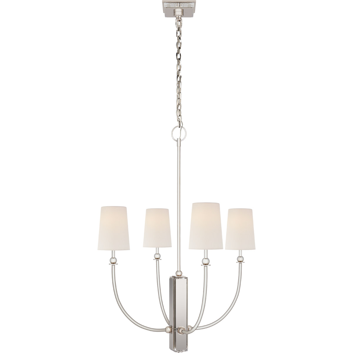 Visual Comfort Signature Collection TOB5189PN-L Thomas O'Brien Hulton 4 Light 28 inch Polished Nickel Chandelier Ceiling Light, Medium