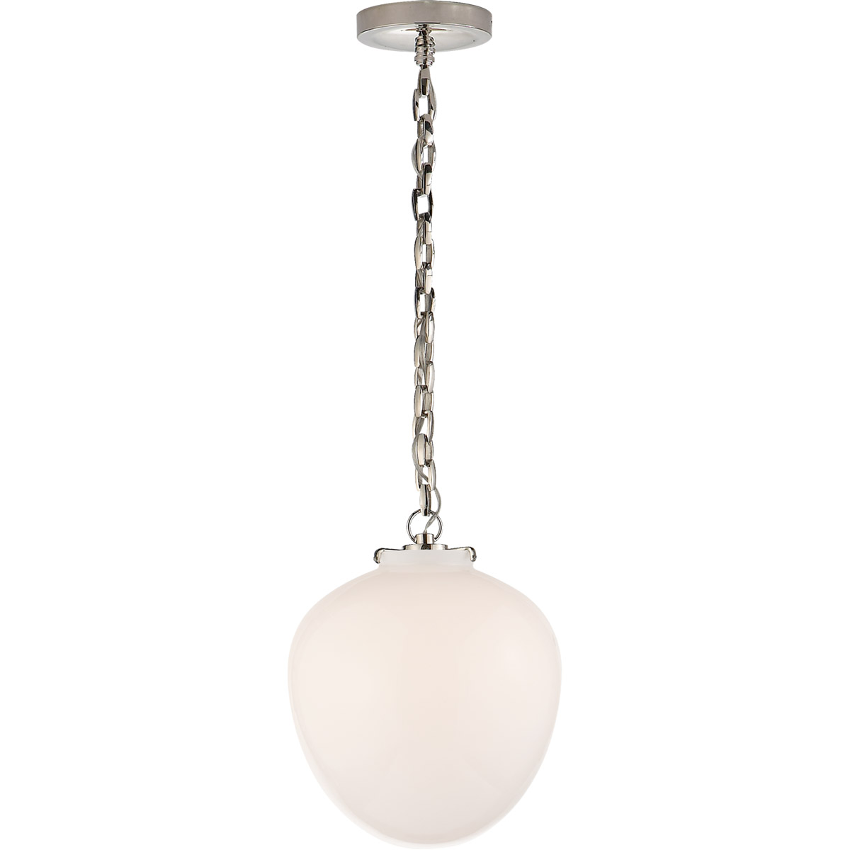 Lighting New York TOB5226PN/G2-WG Visual Comfort Thomas O'Brien Katie 1 Light 11 inch Polished Nickel Pendant Ceiling Light in White Glass TOB5226PN/G