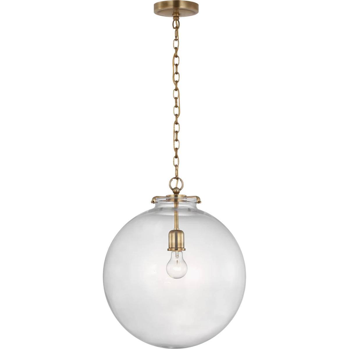 Visual Comfort Signature Collection TOB5227HAB/G4-CG Thomas O'Brien Katie LED 16 inch Hand-Rubbed Antique Brass Globe Pendant Ceiling Light in Clear G