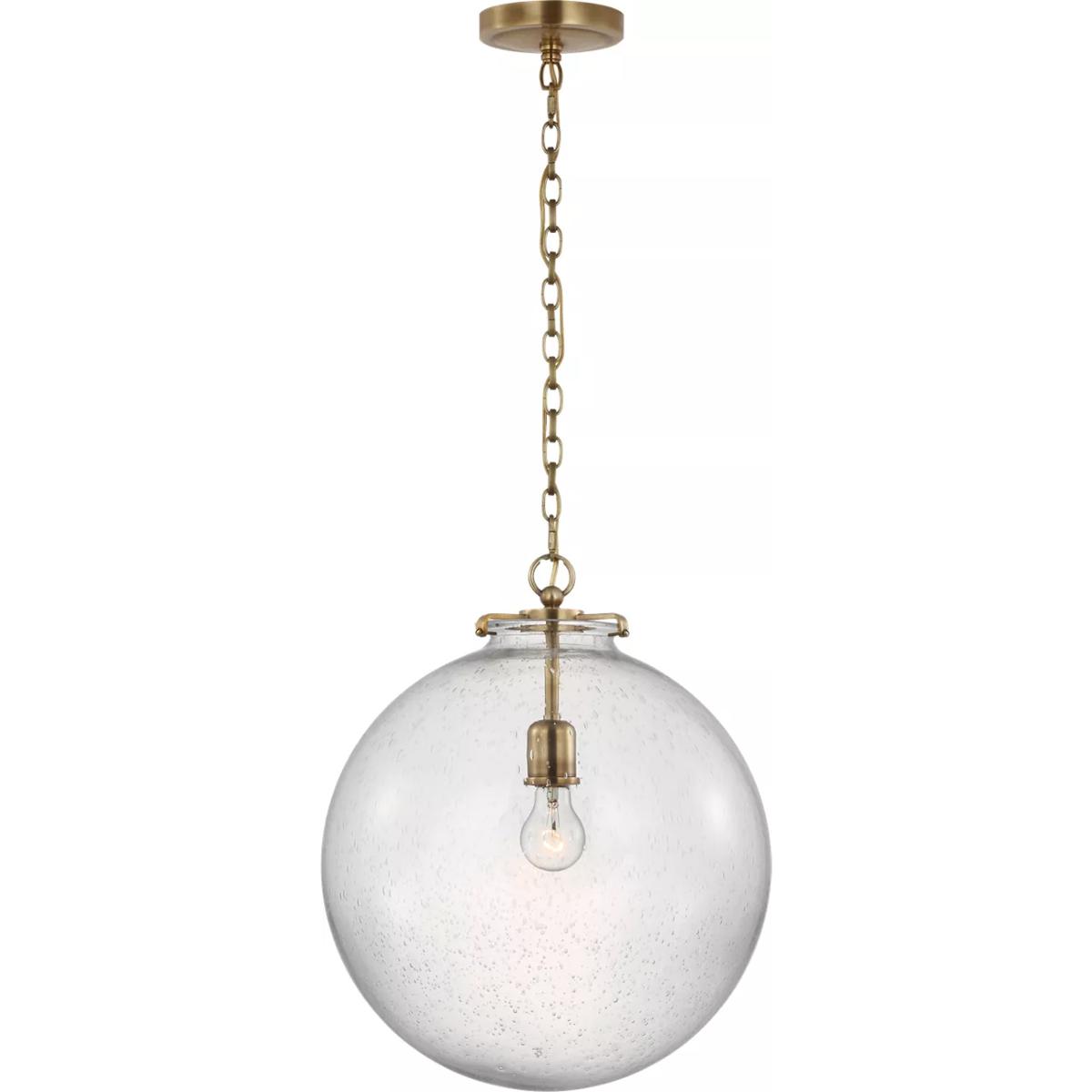 Visual Comfort Signature Collection TOB5227HAB/G4-SG Thomas O'Brien Katie LED 16 inch Hand-Rubbed Antique Brass Globe Pendant Ceiling Light in Seeded