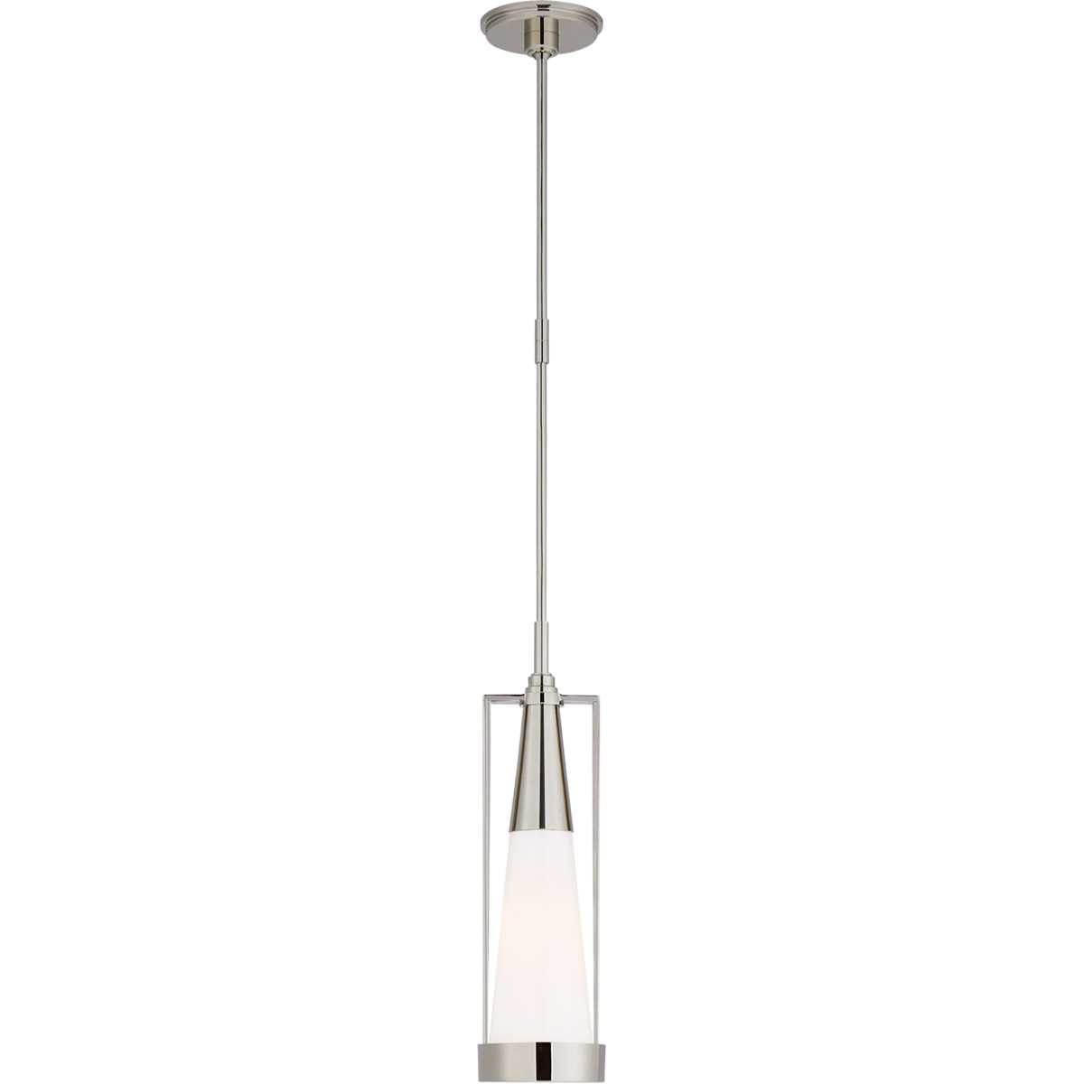 Visual Comfort Signature Collection TOB5275PN-WG Thomas O'Brien Calix LED 5.75 inch Polished Nickel Pendant Ceiling Light in White Glass, Small