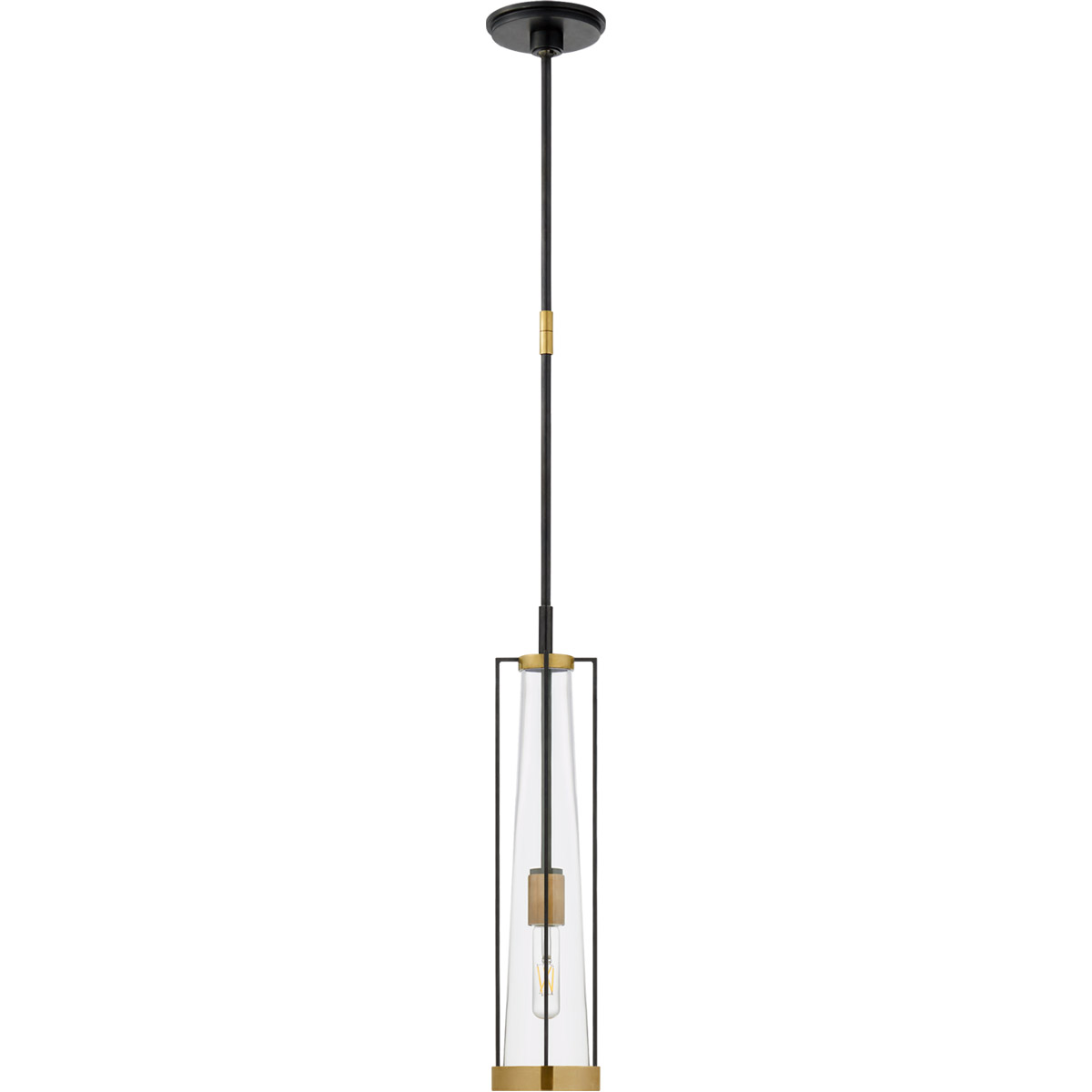 Visual Comfort Signature Collection TOB5276BZ/HAB-CG Thomas O'Brien Calix 1 Light 5.5 inch Bronze and Brass Pendant Ceiling Light in Clear Glass, Bron