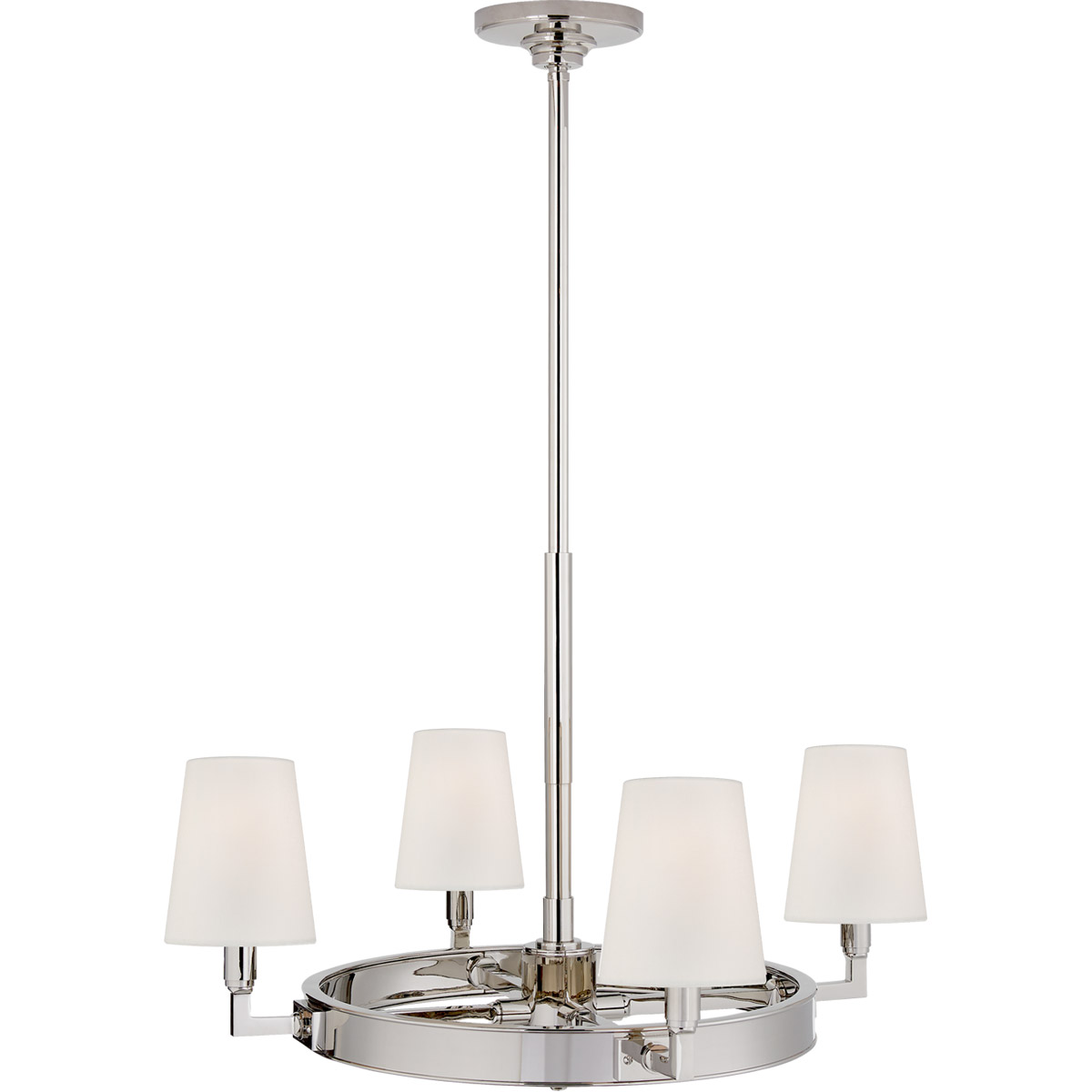 Visual Comfort Signature Collection TOB5280PN-L Thomas O'Brien Watson 4 Light 27.5 inch Polished Nickel Chandelier Ceiling Light, Small Ring