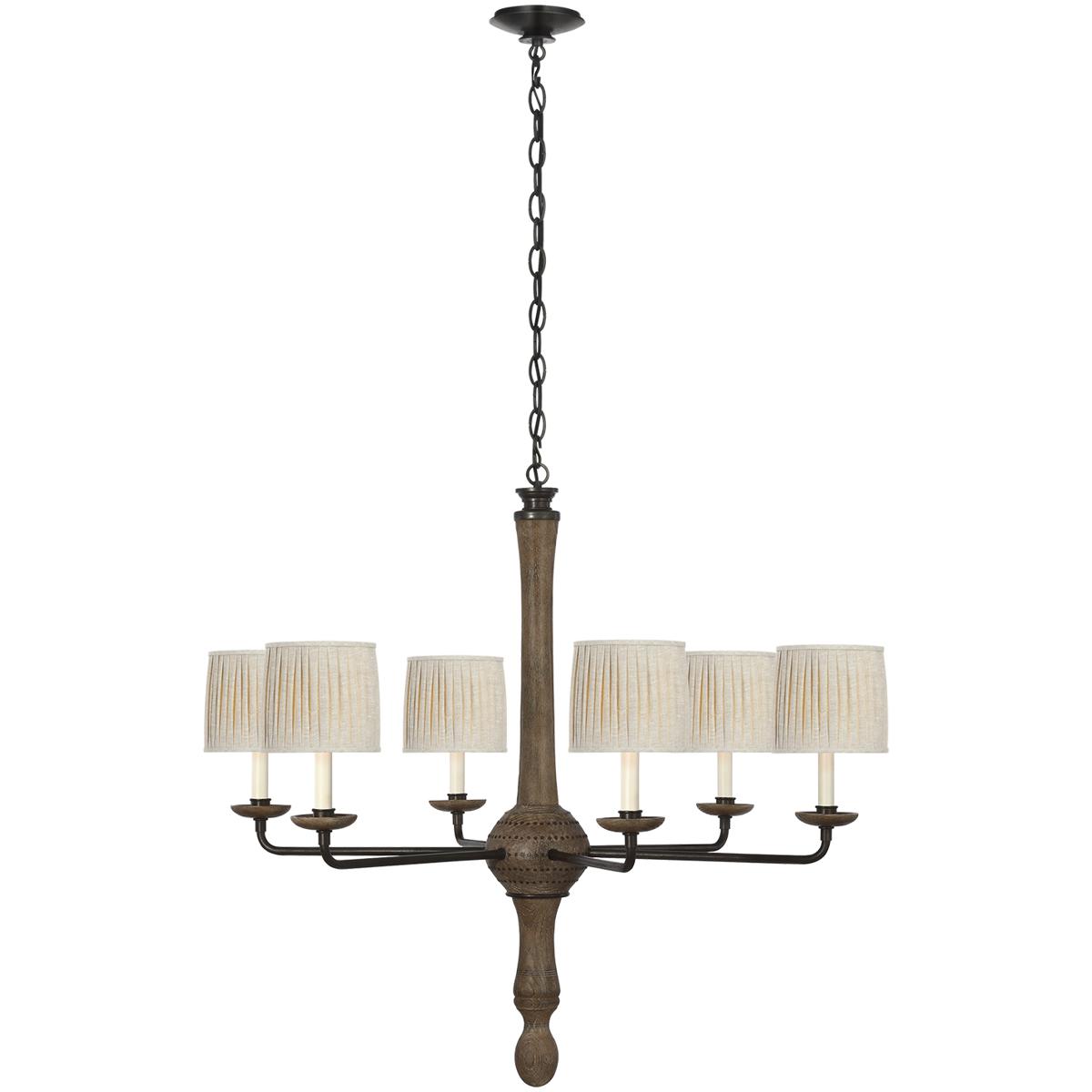 Visual Comfort Signature Collection TOB5310VONLP Thomas OBrien Suzanna LED 38 inch Vintage Oak and Aged Iron Chandelier Ceiling Light
