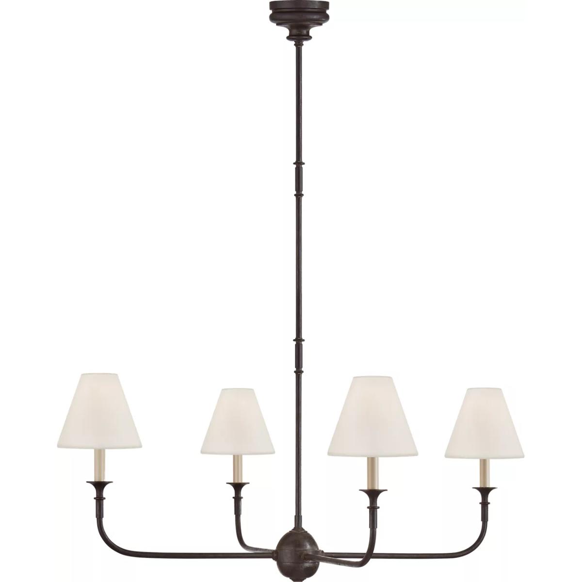 Visual Comfort Signature Collection TOB5451AI/EBO-L Thomas O'Brien Piaf 4 Light 39.25 inch Aged Iron and Ebonized Oak Chandelier Ceiling Light, Large