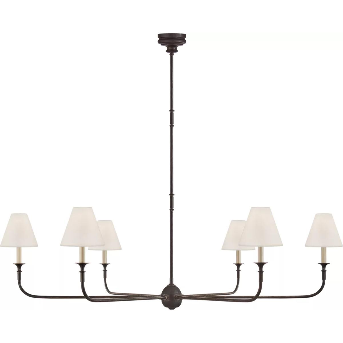 Visual Comfort Signature Collection TOB5452AI/EBO-L Thomas O'Brien Piaf 6 Light 58 inch Aged Iron and Ebonized Oak Chandelier Ceiling Light, Grande