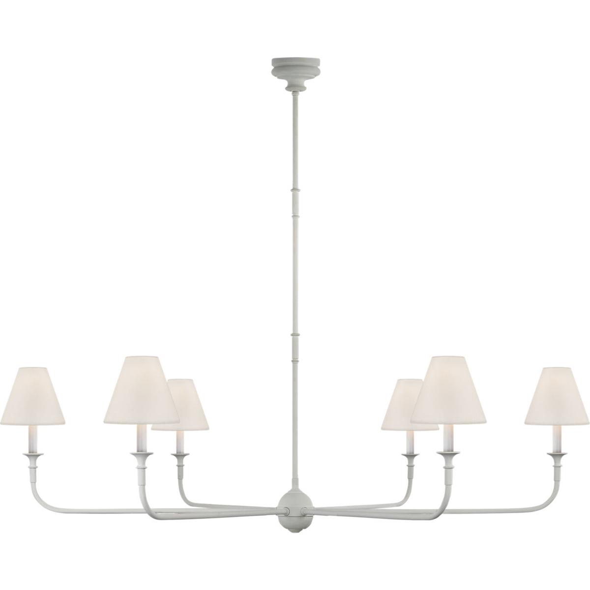 Visual Comfort Signature Collection TOB5452PW-L Thomas O'Brien Piaf 6 Light 58 inch Plaster White Chandelier Ceiling Light, Grande