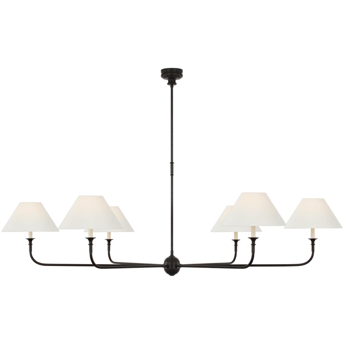 Visual Comfort Signature Collection TOB5454AI/EBO-L Thomas O'Brien Piaf LED 72 inch Aged Iron and Ebonized Oak Chandelier Ceiling Light, Oversized