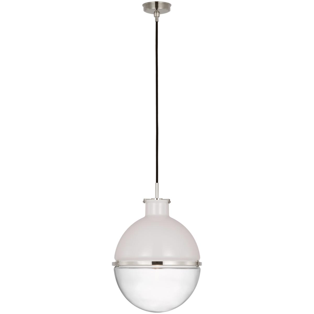 Visual Comfort Signature Collection TOB5486PN-WG/CG Thomas O'Brien Maxey LED 13.5 inch Polished Nickel Globe Pendant Ceiling Light in White Glass and 
