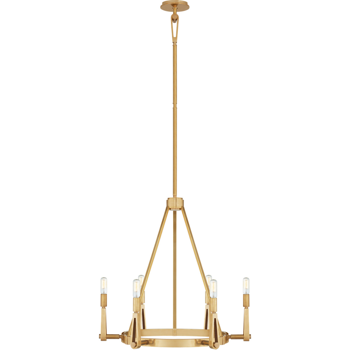 Visual Comfort Signature Collection TOB5510HAB Thomas O'Brien Alpha 6 Light 27 inch Hand-Rubbed Antique Brass Chandelier Ceiling Light in (None), Medi