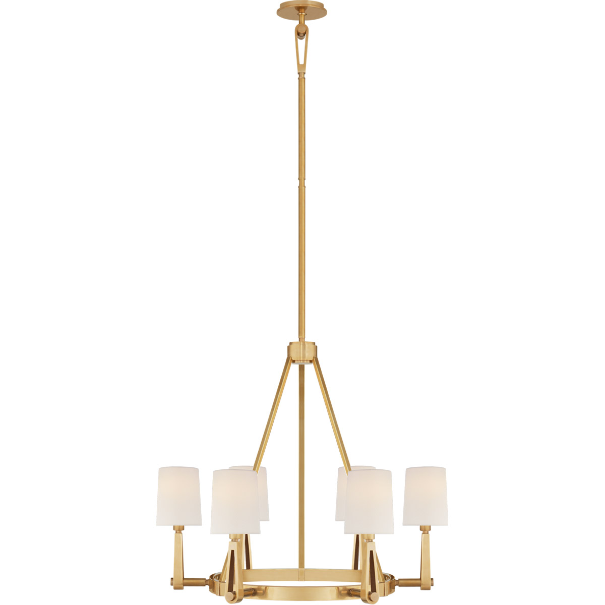 Visual Comfort Signature Collection TOB5510HAB-L Thomas O'Brien Alpha 6 Light 30 inch Hand-Rubbed Antique Brass Chandelier Ceiling Light in Linen, Med