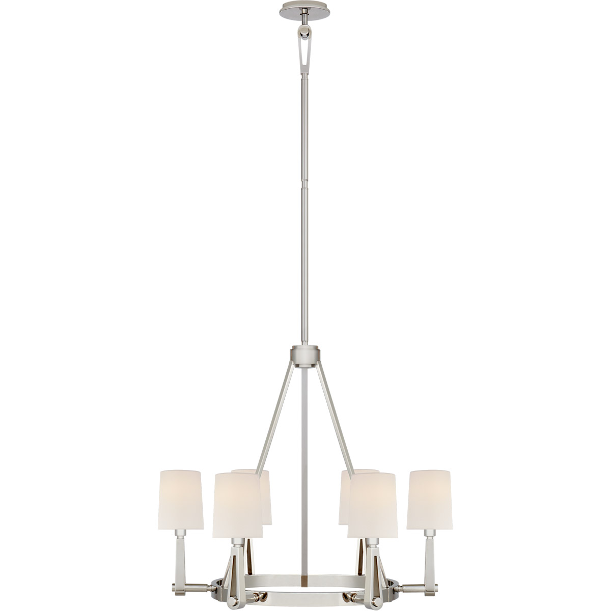 Visual Comfort Signature Collection TOB5510PN-L Thomas O'Brien Alpha 6 Light 30 inch Polished Nickel Chandelier Ceiling Light in Linen, Medium
