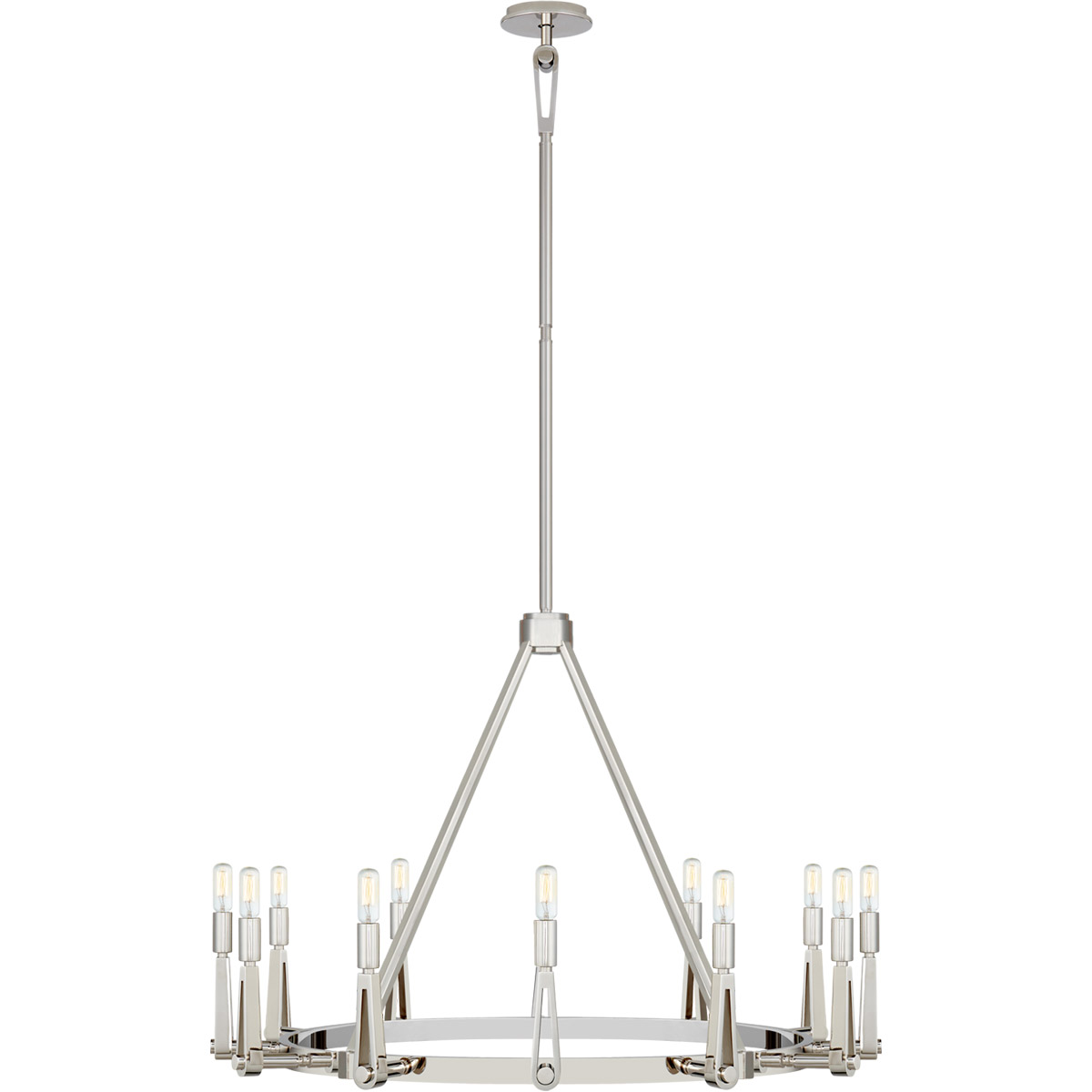 Visual Comfort Signature Collection TOB5512PN Thomas O'Brien Alpha 12 Light 38.75 inch Polished Nickel Chandelier Ceiling Light in (None), Grande