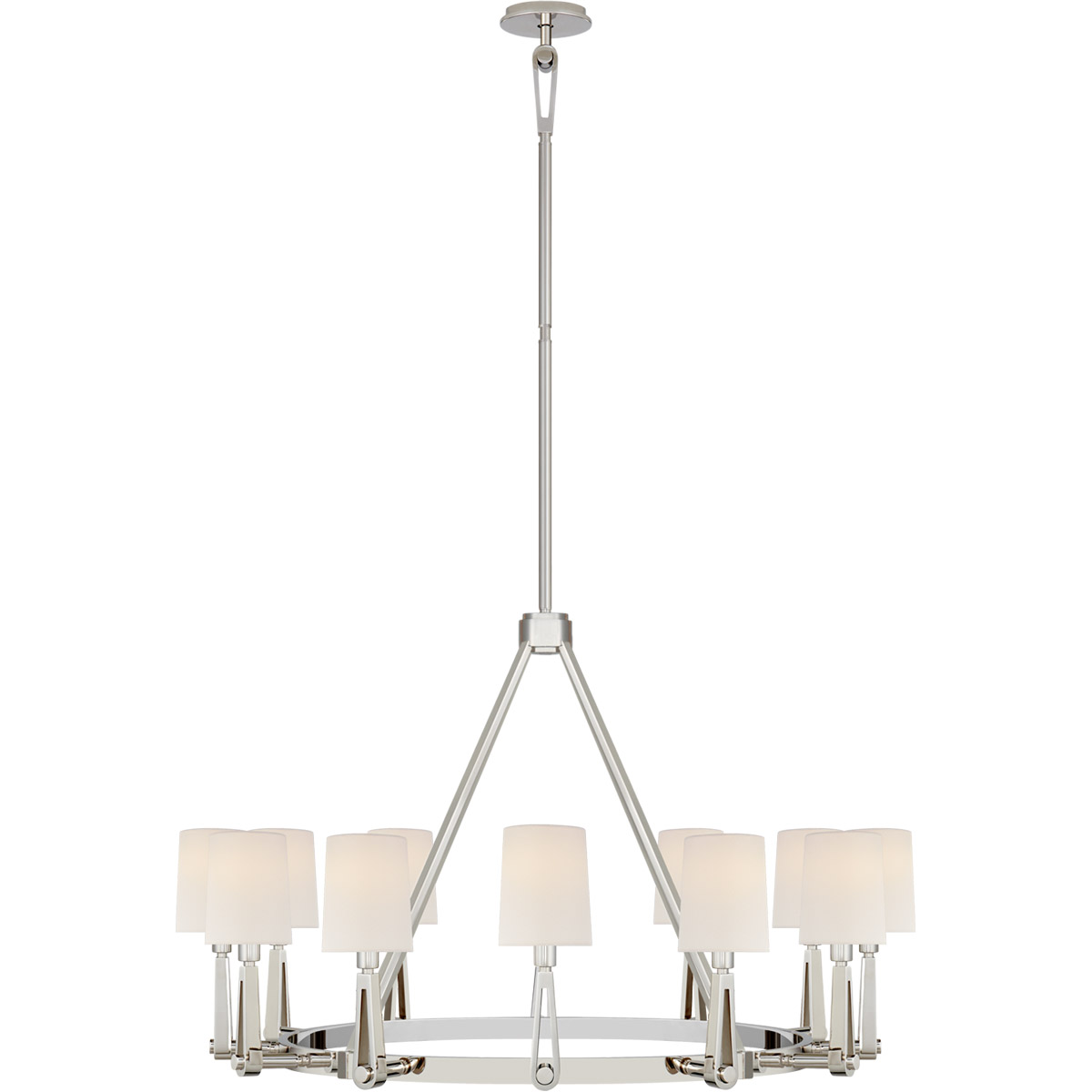 Visual Comfort Signature Collection TOB5512PN-L Thomas O'Brien Alpha 12 Light 42 inch Polished Nickel Chandelier Ceiling Light in Linen, Grande