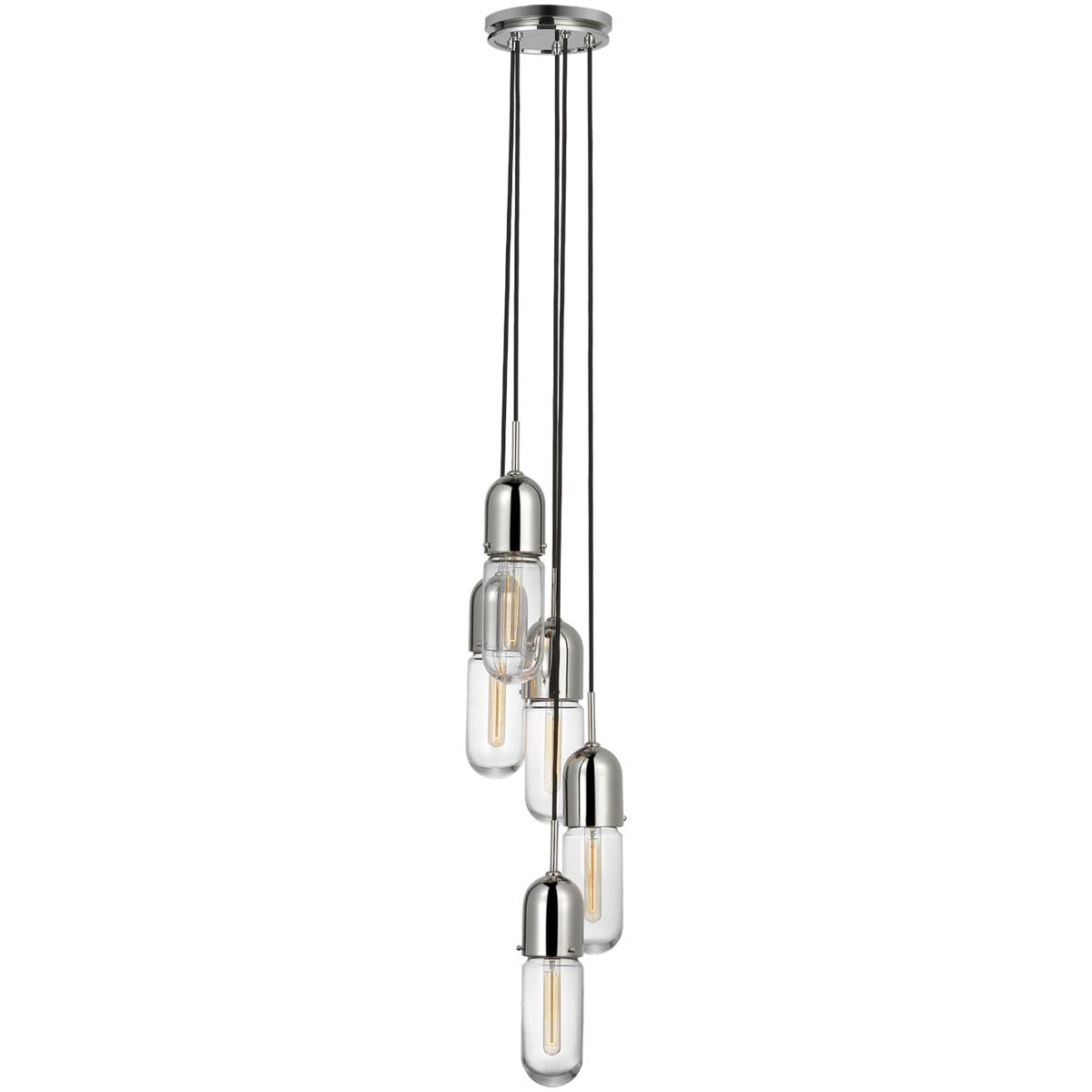 Visual Comfort Signature Collection TOB5645PN-CG-5 Thomas O'Brien Junio LED 9.25 inch Polished Nickel Pendant Ceiling Light in Clear Glass