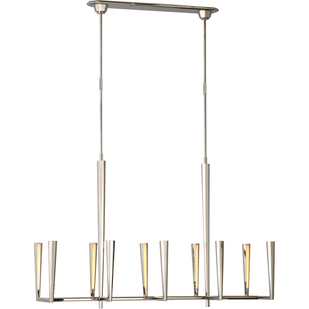Visual Comfort Signature Collection TOB5715PN Thomas O'Brien Galahad LED 49.75 inch Polished Nickel Linear Chandelier Ceiling Light, Large
