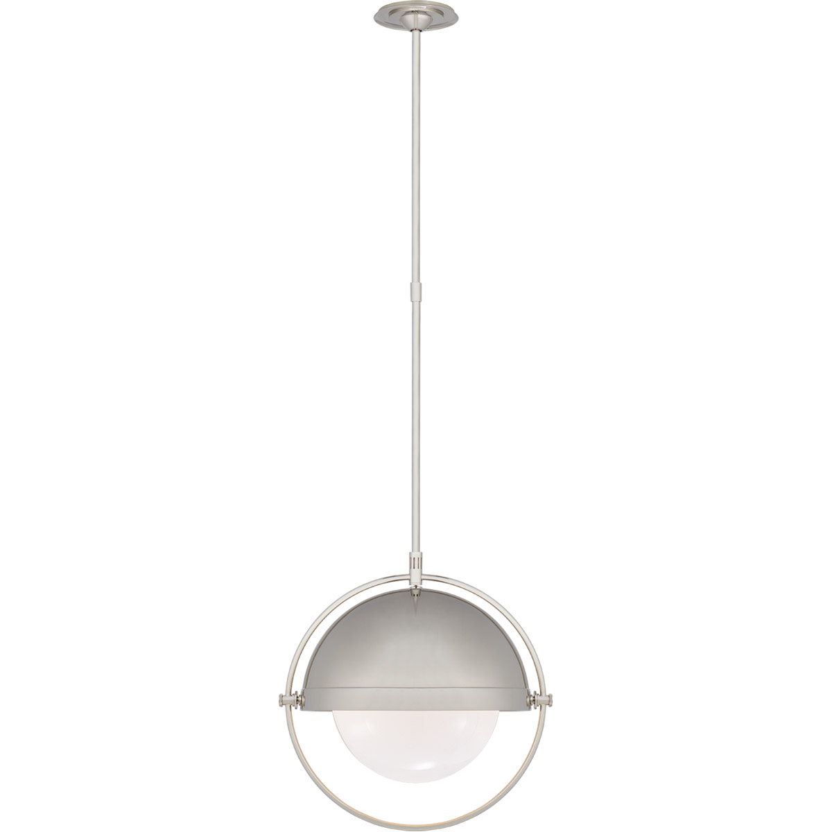 Visual Comfort Signature Collection TOB5747PN-WG Thomas O'Brien Decca 1 Light 19.75 inch Polished Nickel Pendant Ceiling Light, Large