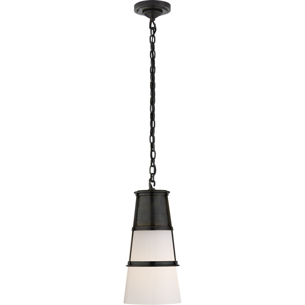 Visual Comfort Signature Collection TOB5752BZ-WG Thomas O'Brien Robinson 1 Light 7.5 inch Bronze Pendant Ceiling Light in White Glass, Medium