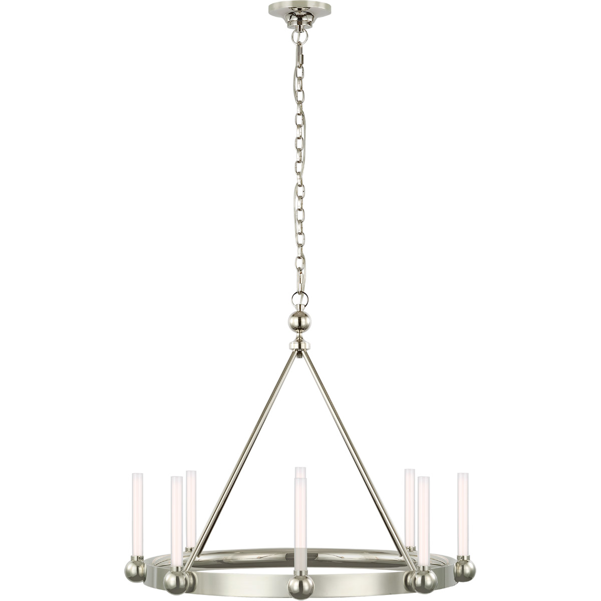 Visual Comfort Signature Collection TOB5775PN-WG Thomas O'Brien Jeffery LED 30 inch Polished Nickel Ring Chandelier Ceiling Light, Medium