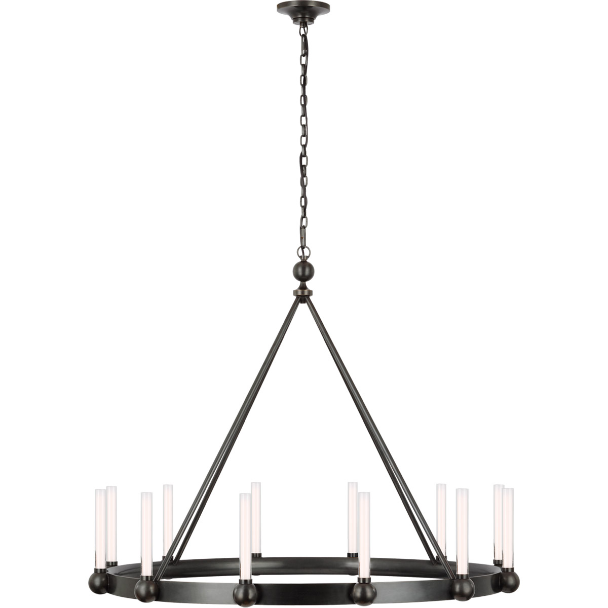 Visual Comfort Signature Collection TOB5776BZ-WG Thomas O'Brien Jeffery LED 40 inch Bronze Ring Chandelier Ceiling Light, XL
