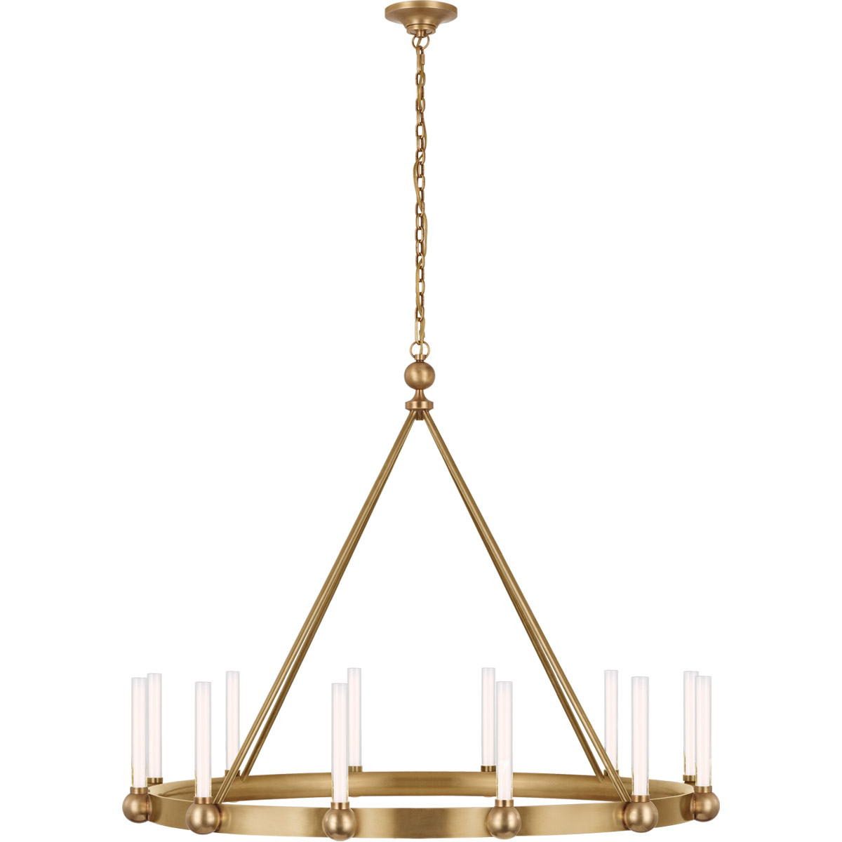 Visual Comfort Signature Collection TOB5776HAB-WG Thomas O'Brien Jeffery LED 40 inch Hand-Rubbed Antique Brass Ring Chandelier Ceiling Light, XL