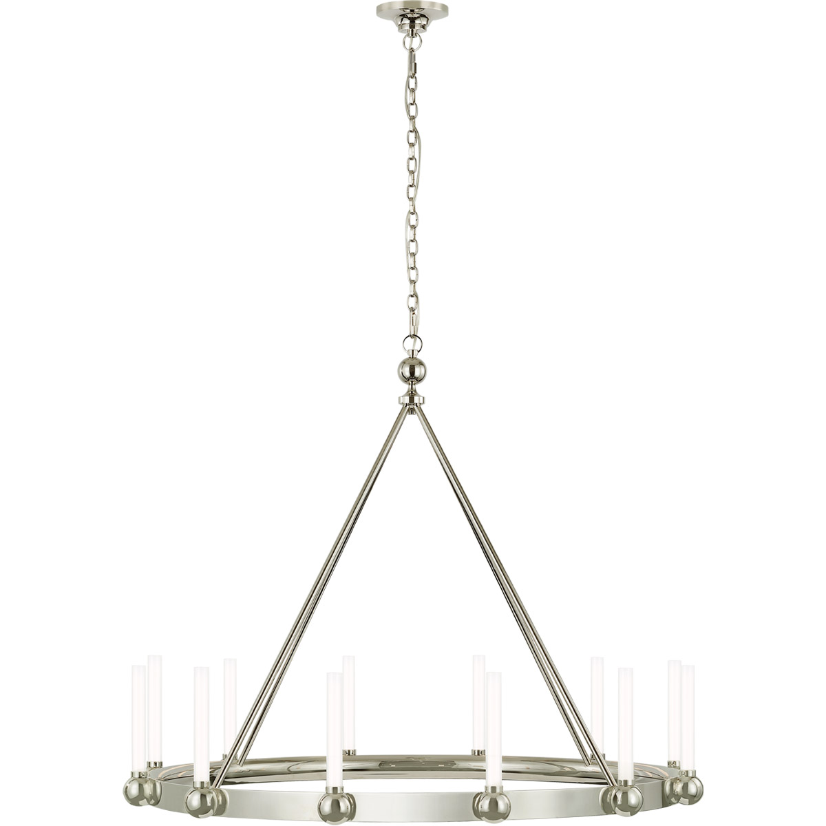 Visual Comfort Signature Collection TOB5776PN-WG Thomas O'Brien Jeffery LED 40 inch Polished Nickel Ring Chandelier Ceiling Light, XL