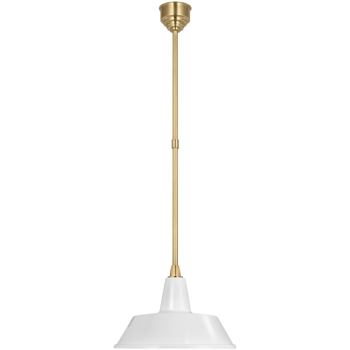 Visual Comfort Signature Collection TOB5803HAB-WHT Thomas O'Brien Academy Barn Light LED 16 inch Hand-Rubbed Antique Brass Bowers Pendant in White
