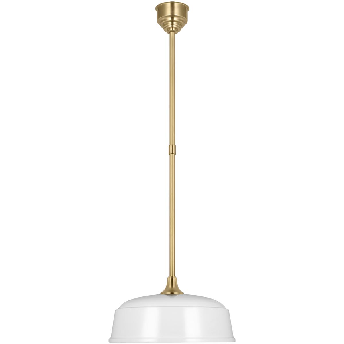 Visual Comfort Signature Collection TOB5812HAB-WHT Thomas O'Brien Academy Barn Light LED 16 inch Hand-Rubbed Antique Brass Rockhouse Pendant in White
