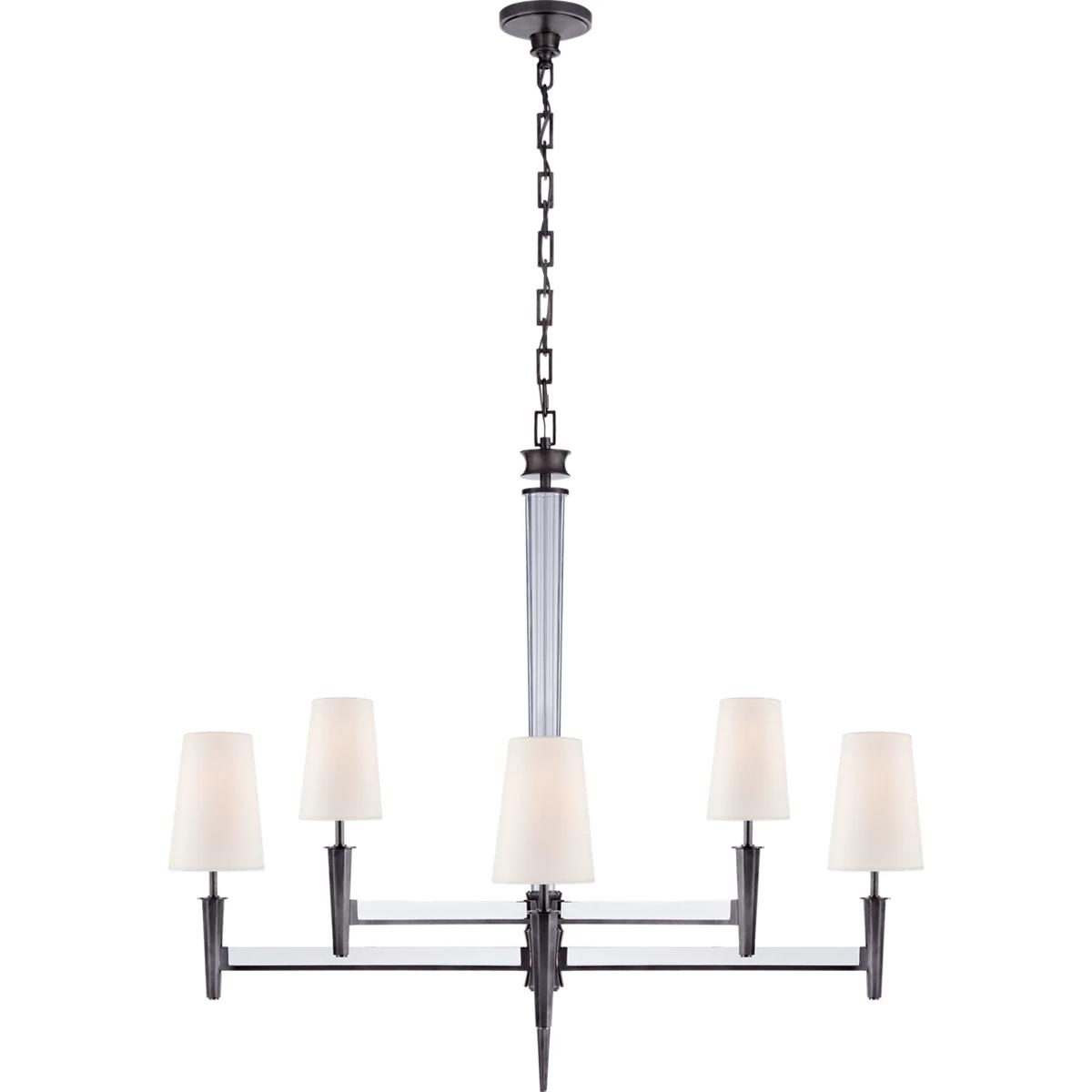 Visual Comfort Signature Collection TOB5943BZ-L Thomas O'Brien Lyra 8 Light 42.5 inch Bronze and Crystal Two Tier Chandelier Ceiling Light